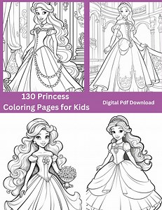 Prinzessinnen Ausmalbilder für Kinder, 130 Seiten, Digitaler Download - Etsy.de