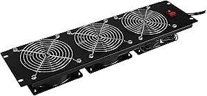 CyberPower CRA11003 Rack Fan Panel, 3U 19-Inch Mount, 3 x 120V Fans, 290 CFM Airflow, NEMA 5-15P Plug with 6.5ft Cord, Improves Rack Ventilation, Includes Mounting Hardware, Black