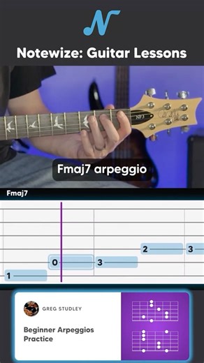 🎸 Guitar TAB: Maj7 Arpeggio (1 octave) #guitarlesson #guitartutorial