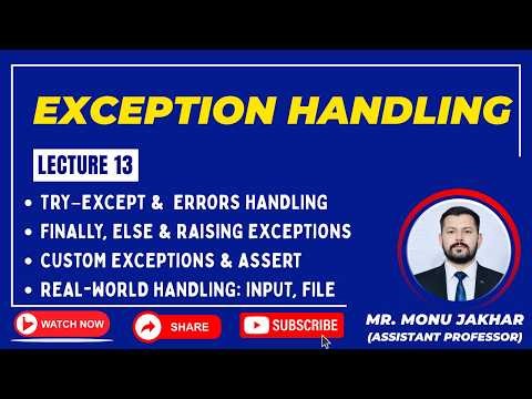Lecture: 13 Exception Handling in Python | Complete Python Course