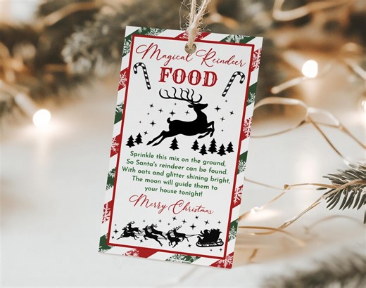 Reindeer Food Tag: Christmas Eve Traditions - Editable Printable Chr26 - Etsy