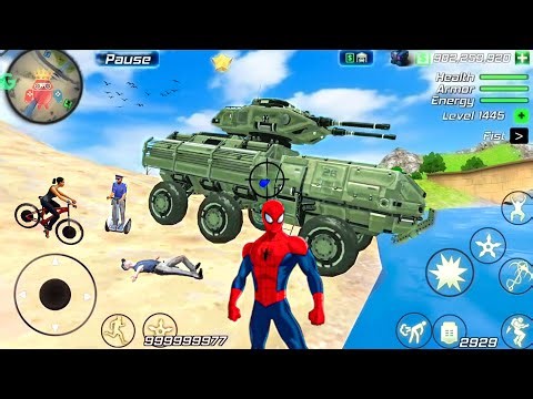 Rope Frog Ninja Superhero and Military Tank in Open World Game - Android Gameplay