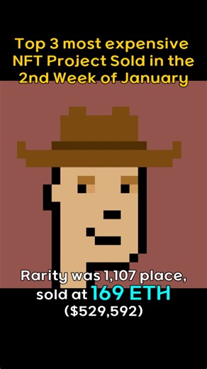 Top 3 most expensive NFT Project sold in the 2nd week of January #BAYC, #CRYPTOPUNKS, #AZUKI