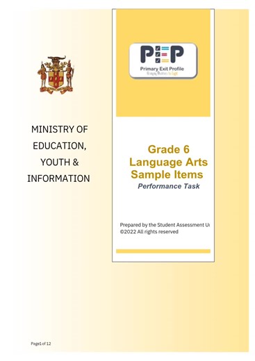 Grade 6 Performance Task PEP Paper Guide