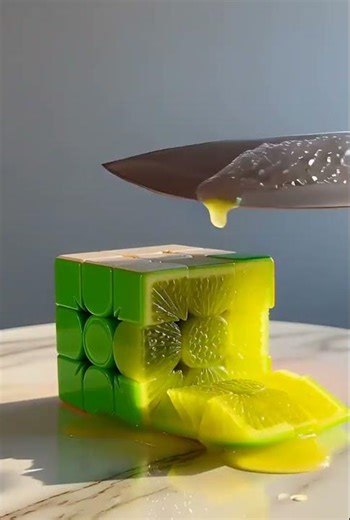 Green Rubix Cube Cutting 🟩🔪 | Ultra Satisfying ASMR Slice#ASMR #Satisfying #RubixCube