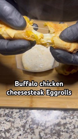 Buffalo chicken eggrolls 🤤🔥 crispy, cheesy, and loaded with flavor, quick & easy recipe below ✨