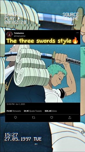 Zoro: The three swords style 🔥#zoro #luffy #onepiece #trending #anime #shorts