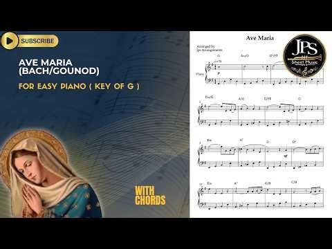 Ave Maria (Bach/Gounod) - Easy Piano Solo in G Major Sheet Music