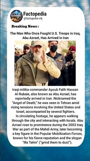 Angel of Death’ Abu Azrael Appears in Tehran Amid Rising Tensions #iran #iraq #breakingnews