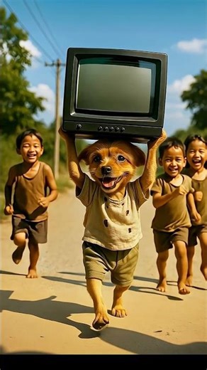 The poor puppy didn't have cash to buy tv so, his rich friends making fun him #ai #shorts