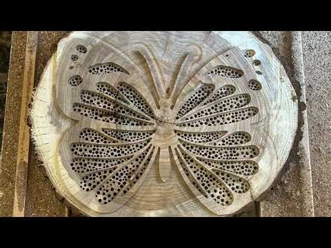 ABB Robot CNC Milling Butterfly Shape | Wooden Insect Hotel from Tree Trunk