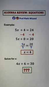 Algebra Review: Solving for x 📚 #math #mathematics | Prof Math Wizard