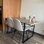 Modern Glass Dining Table Set for 4, Rectangular Kitchen Table Set, 5 Piece Dining Table Set with 1 Tempered Glass Table and 4 PU Dining Chairs for Dining Room, Kitchen,Office