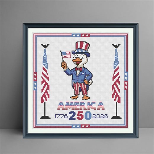 Uncle Sam Duck Cross Stitch Pattern | Patriotic Americana (PDF Pattern) - Etsy