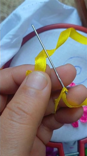 Easy tutorial for ribbon embroidery #ribbon #embroidery #handbroidery #viral #shorts