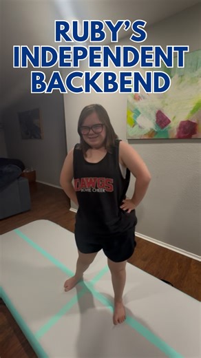 31K views · 2.4K reactions | SHE DID IT!!! ❤️ Ruby’s been practicing her back bend nonstop and this past week she did it all by herself on the mat at home!!! I helped just a tiny bit with her back walkover, but y’all, she’s getting SO strong and confident!! Watching her work so hard and crush her goals makes my mama heart burst!! 勺 #Rubysrainbow #downsyndromerocks #rubysrainbow #rubycheers #DownSyndromeRocks #RubysRainbow | RubysRainbow.org | Facebook