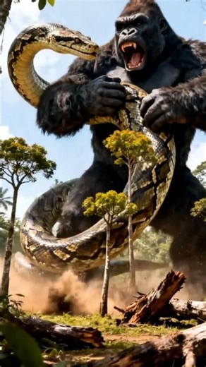 anaconda vs Gorilla #viral #shortvideo #animals