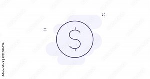dollar coin 2d animated outline icon. dollar coin line icon 4k video motion design graphics for web, mobile and ui design.