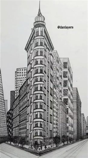 2 Point Perspective Pen Art | San Francisco Buildings & Street Sketch #artistsonyoutube #artchannel