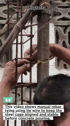Fast Rebar Tying for Strong Concrete Columns! #Construction #Rebar #Concrete