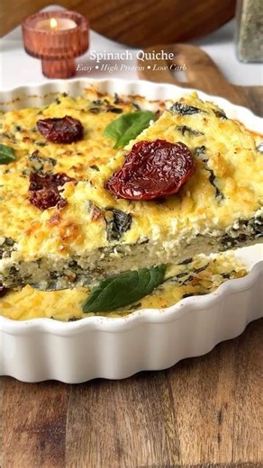 Low-Carb, High-Protein (110g) & Iron-Rich Spinach Quiche