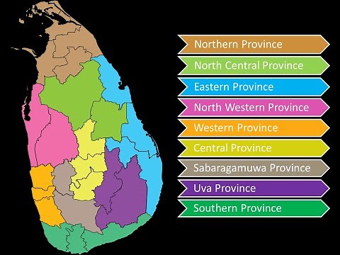 9 Provinces and 25 Districts map of Sri Lanka shown in different colours /grade 5 scholership