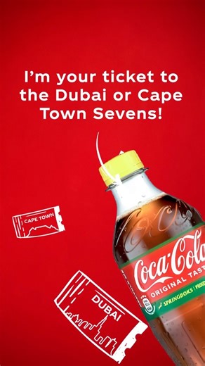 Hi, you know me? ​ I’m your ticket to the Dubai or Cape Town Sevens! 🏉​ ​ Buy me, ​ Scan my code and ​ Enter the unique code through WhatsApp.​ Just like that, you could be packing your bags for the Sevens action 🔥​ #CokeBeABok #RealMagic | Coca-Cola