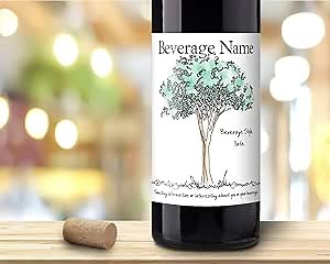 Personalized Custom Wine Labels- Set of 30 Removable and Reusable Wine Labels for Home Winemakers and Brewers- Drinking Tree 3.3x4