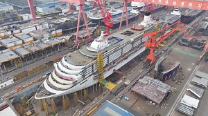 32K views · 103 reactions | The main hull assembly for China's second domestically built large cruise ship, the Adora Flora City, was completed in Shanghai on Wednesday, marking a major leap forward in the country's shipbuilding capabilities. | CGTN | Facebook