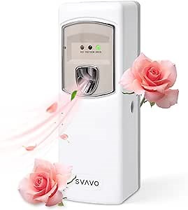 Automatic Air Freshener Dispenser - Programmable, Wall Mounted/Free Standing, Rose Scent, White, 30 Days, Home/Office/Hotel