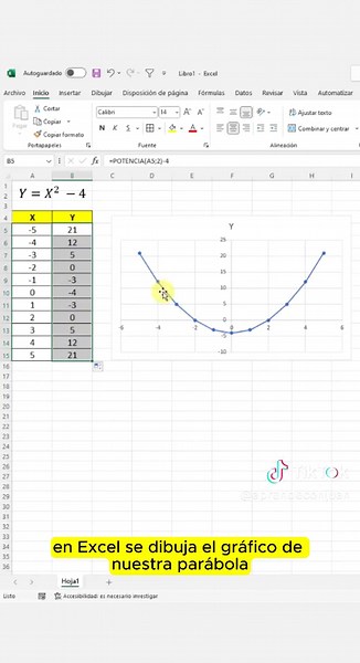 Dibujando una parábola en Excel fácilmente