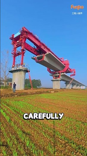 A Massive Bridge Beam Installed Using a Giant Machine #BridgeConstruction #HeavyMachinery