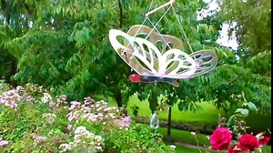 Butterfly Hanging Wind Mobile Color Changing for Outdoor Decor with Rainbow Crystal Silent Wind Chime and Wind Spinner Yard Art with Waterproof Design and Iridescent Wings That Move in The Wind