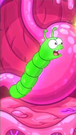 “Funny Worm Adventure Inside the Stomach – 2D Animation Short!”