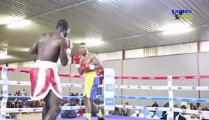 Intense Boxing Match: Red vs Blue Fighters