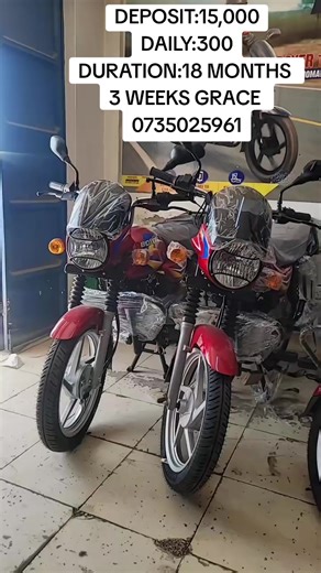 For any secondhand motorbike,DEPOSIT KES 6,000 daily payment kes 200 for 15 months ..GRACE PERIOD ONE MONTH. call or whatsapp 0735025961#foryourpage #goviral #luotiktokers #creatorsearchinsight #kenyantiktokers