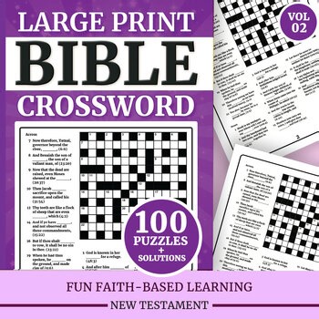 Bible Crossword Puzzle Book for Adults – 100 Easy New Testament Puzzles (Vol. 2)