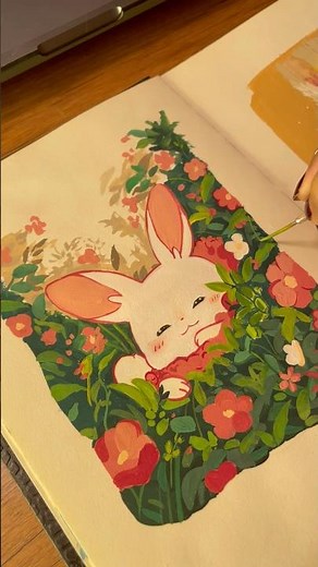 Cute illustration painting with gouache colors✨#paintingreels #paintingideas #gouachepainting #art