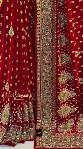 Timeless Red Satin Silk Bridal Saree