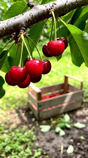 This Tree Is SMALL But Produces HUGE Harvests 🍒🔥 #dwarftrees #cherrytree #gardeningtips #fruitlover #planttok