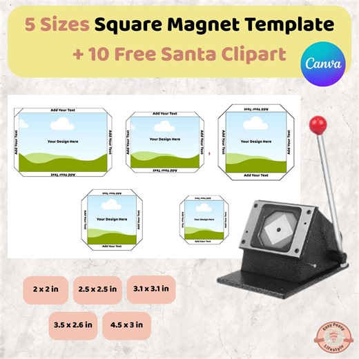 Square Magnet Template, Editable Fridge Magnet, Canva Photo Magnet, Digital Download, Customizable Template, Free Clipart - Etsy