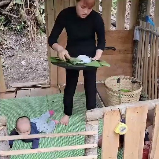 Single Mom’s Daily Routine: Preparing Food and Caring for Her Child