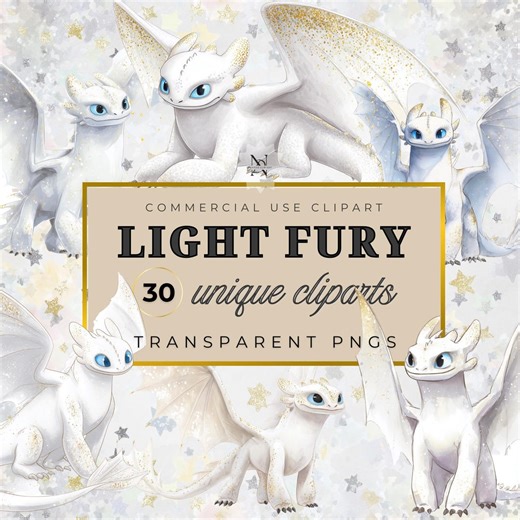 Light Fury How to Train Your Dragon Clipart Bundle, Watercolor (kids Birthday Illustration) - Etsy Canada