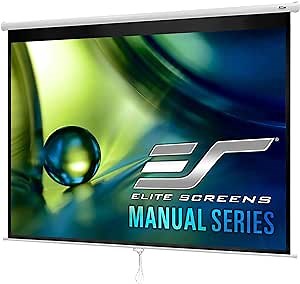 Elite Screens Manual Series, 120-INCH 4:3, Pull Down Manual Projector Screen with AUTO LOCK, Movie Home Theater 8K / 4K Ultra HD 3D Ready, 2-YEAR WARRANTY, M120XWV2
