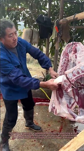 "Master Butcher’s Art: 60-Second Pork Breakdown Like Ancient! (Skill Revealed)"