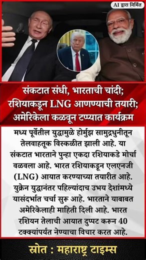 मध्य पूर्व युद्धामुळे भारत पुन्हा रशियाकडे! LNG कराराची तयारी, अमेरिकेलाही कळवलं!