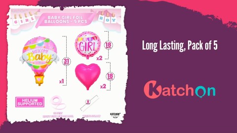 KatchOn, Its A Girl Balloon Set - Pack of 5 | Welcome Baby Girl Balloons, Gender Reveal Decorations for Girl | Welcome Home Baby Girl Balloons for Baby Shower Decorations