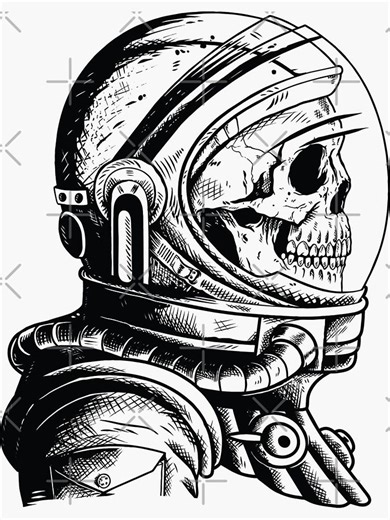 Skull in an Astronaut Helmet Sticker, Vintage Space Logo Decal, Waterproof Vinyl, Laptop Water Bottle Car Sticker, Gift for Space Lovers - Etsy