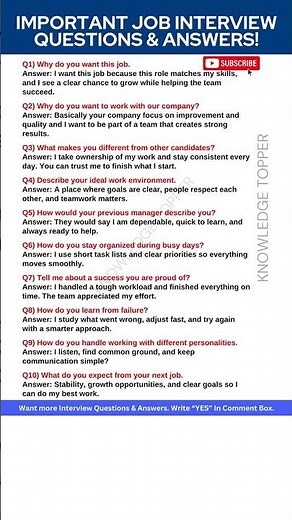 10 Most Important Job Interview Questions and Answers
