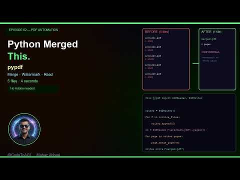 Python Merges, Watermarks & Reads PDFs Automatically | pypdf Tutorial | Ep 62